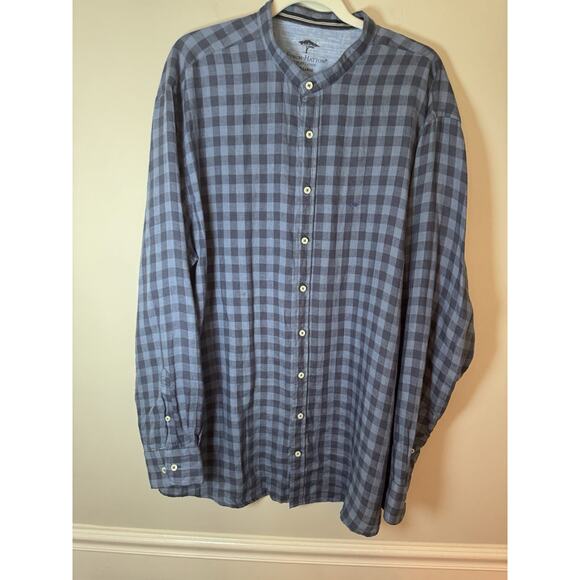 FYNCH-HATTON Men's LINEN Button Down Shirt Blue Black Size XX LARGE - Picture 5 of 11